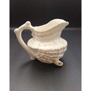 Antique Neptune Creamer Opalescent Ivory‎ Body Handle Shell Footed German 4"